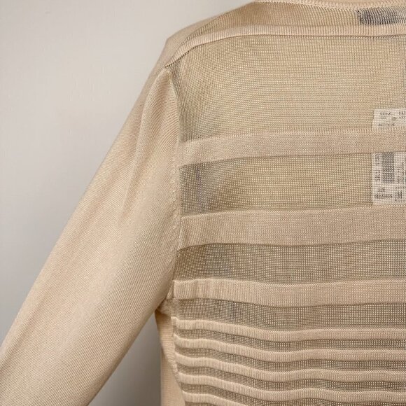 Les Collections Mat Womens Lightweight Open Knit Cardigan Size Medium Beige New - Picture 6 of 11